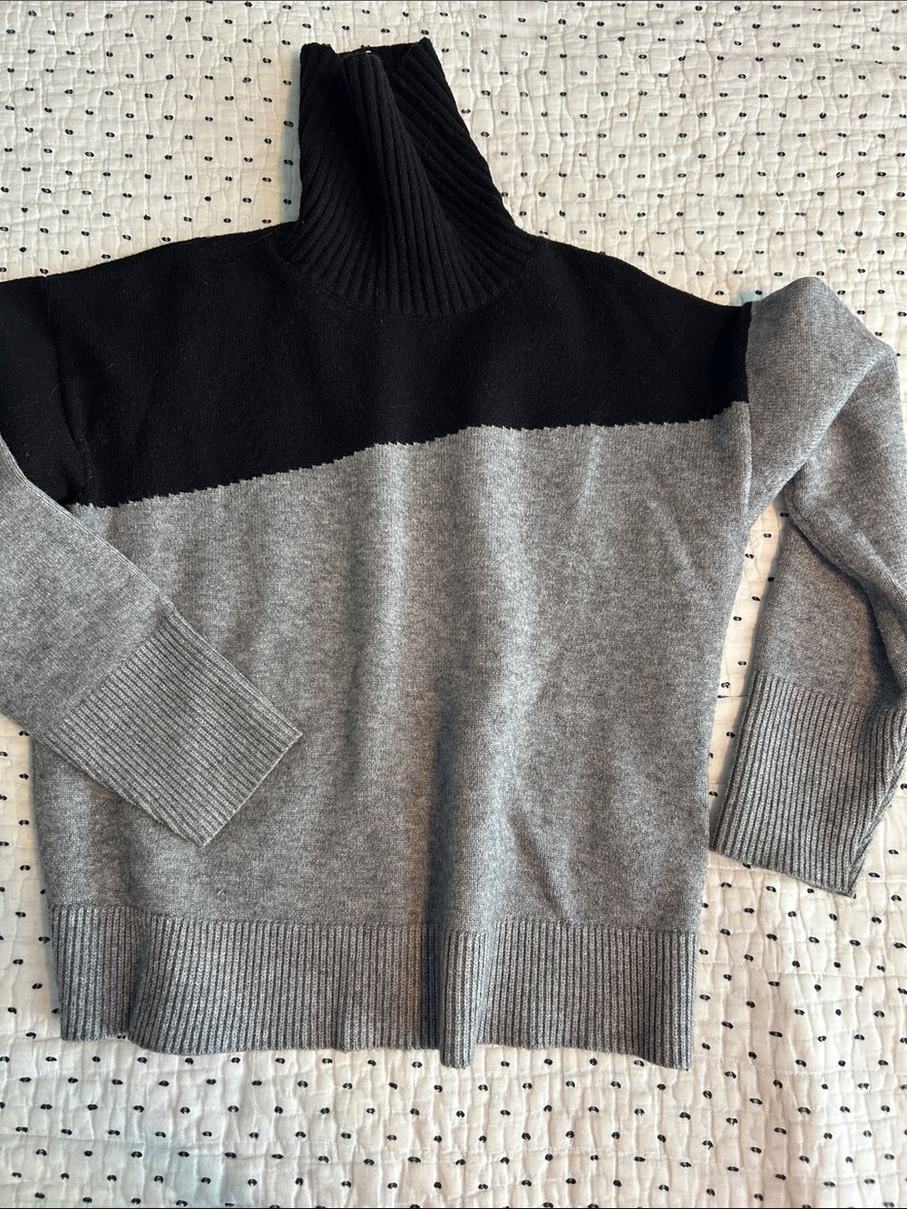 Anthropologie Two-Tone Black & Gray Turtleneck Sweater